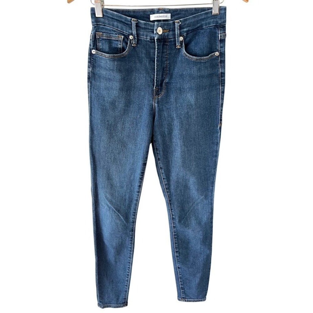 Good American Good Legs High Rise Skinny Jeans Blue Womens 6/28 Stretch Denim